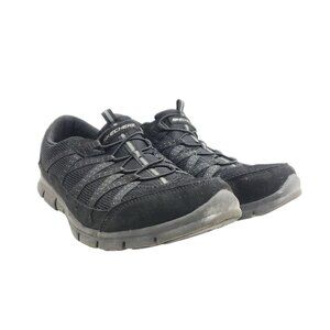 Skechers Womens Size 9 Wide Fit Slip-On Black Athletic Shoes Memory Foam Comfort